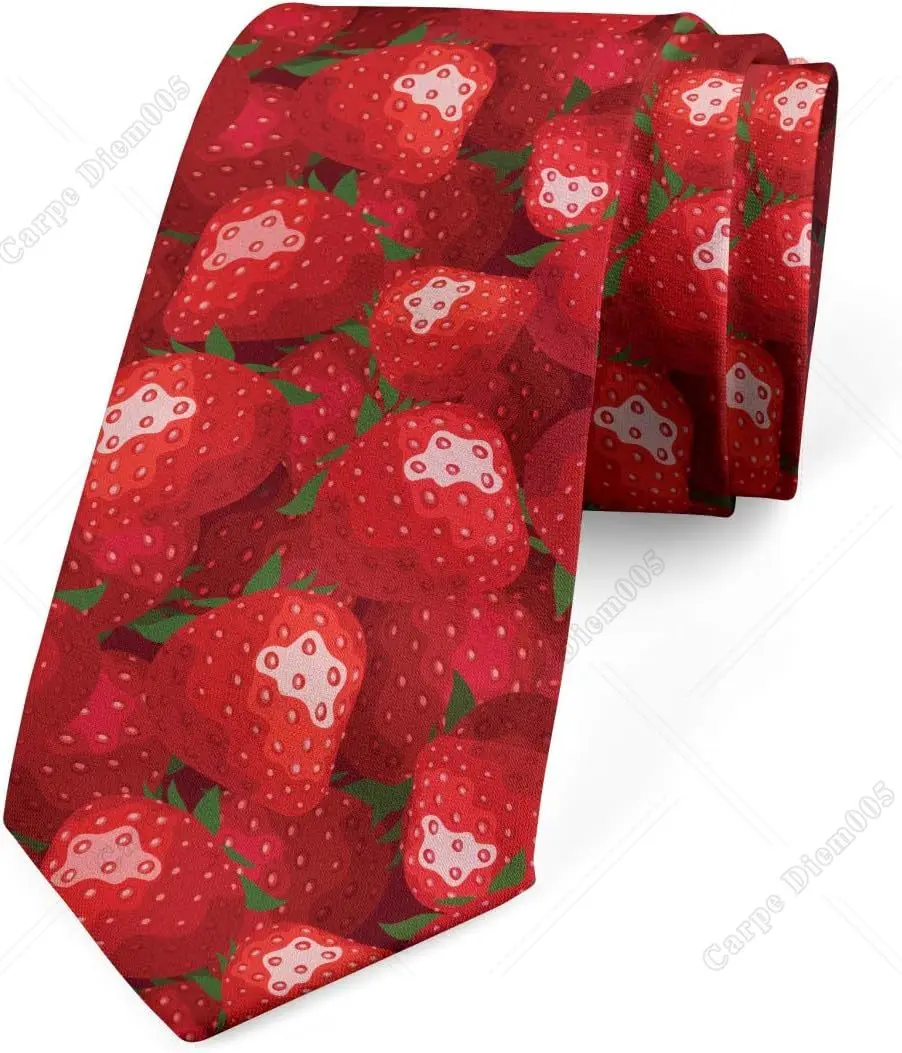 Strawberry Fruits Print Pattern Multicolor Modern Men's Tie One Size Gifts for Women