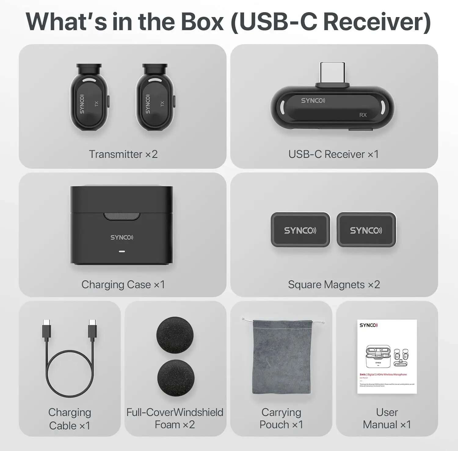 

For iOS Android USB-C SYNCO Mini Wireless Microphone AI Noise Reduction Magnetic Plug & Play 328FT Long Battery Life