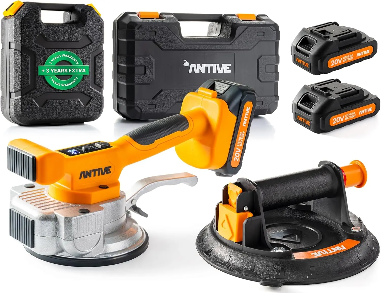 20V Battery-Powered Tile Vibrating Tool Set with 8-Inch Suction Cup, 110 lb Holding Force, 9 Vibration Levels for Leveling Marble, Ceramic, Paver, Granite & Concrete