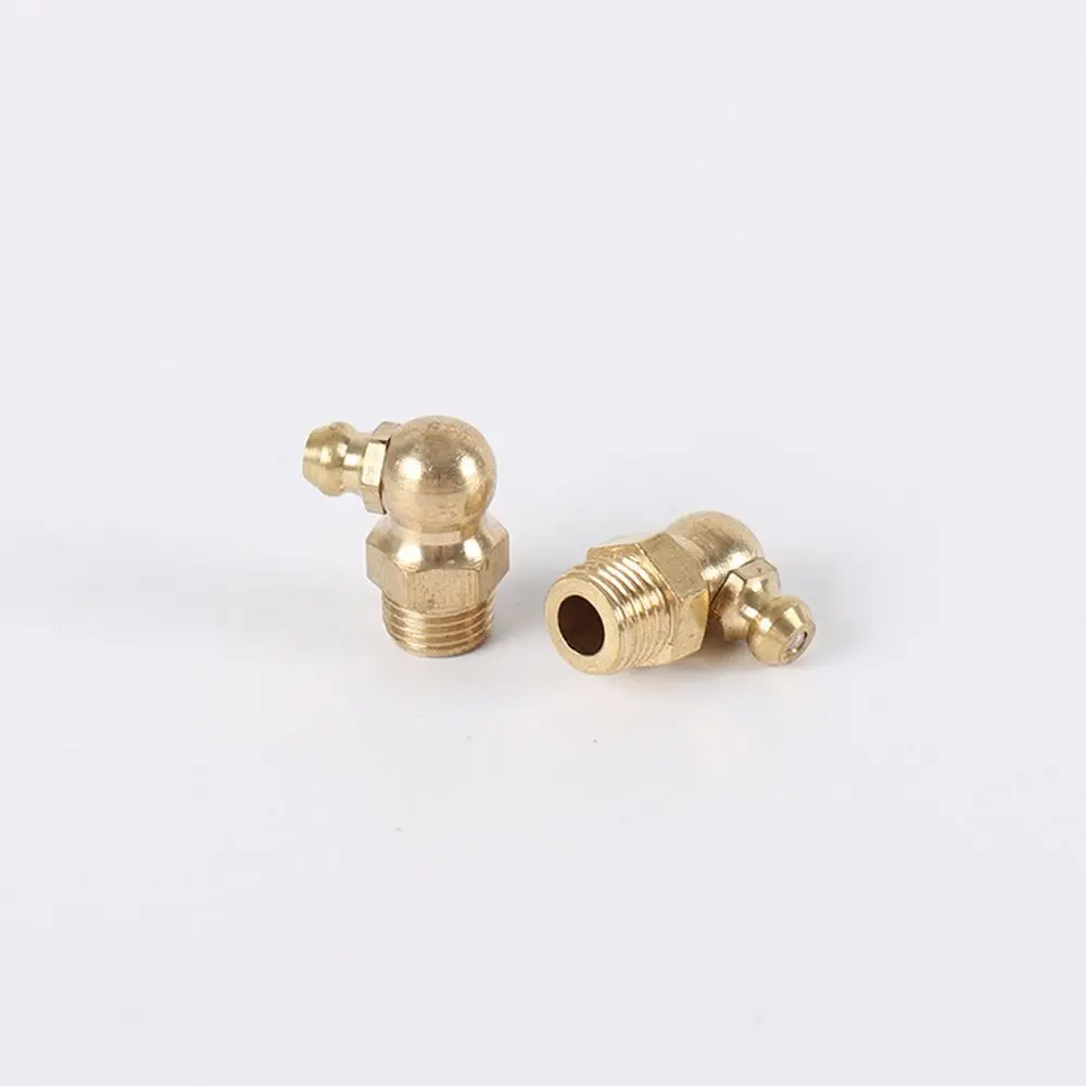 10Pcs M4-M20 Brass Grease Nipple Brass Thread Fitting Hydraulic Grease Fitting Flat Smooth Mouth Straight 45 Degree 90 Degree