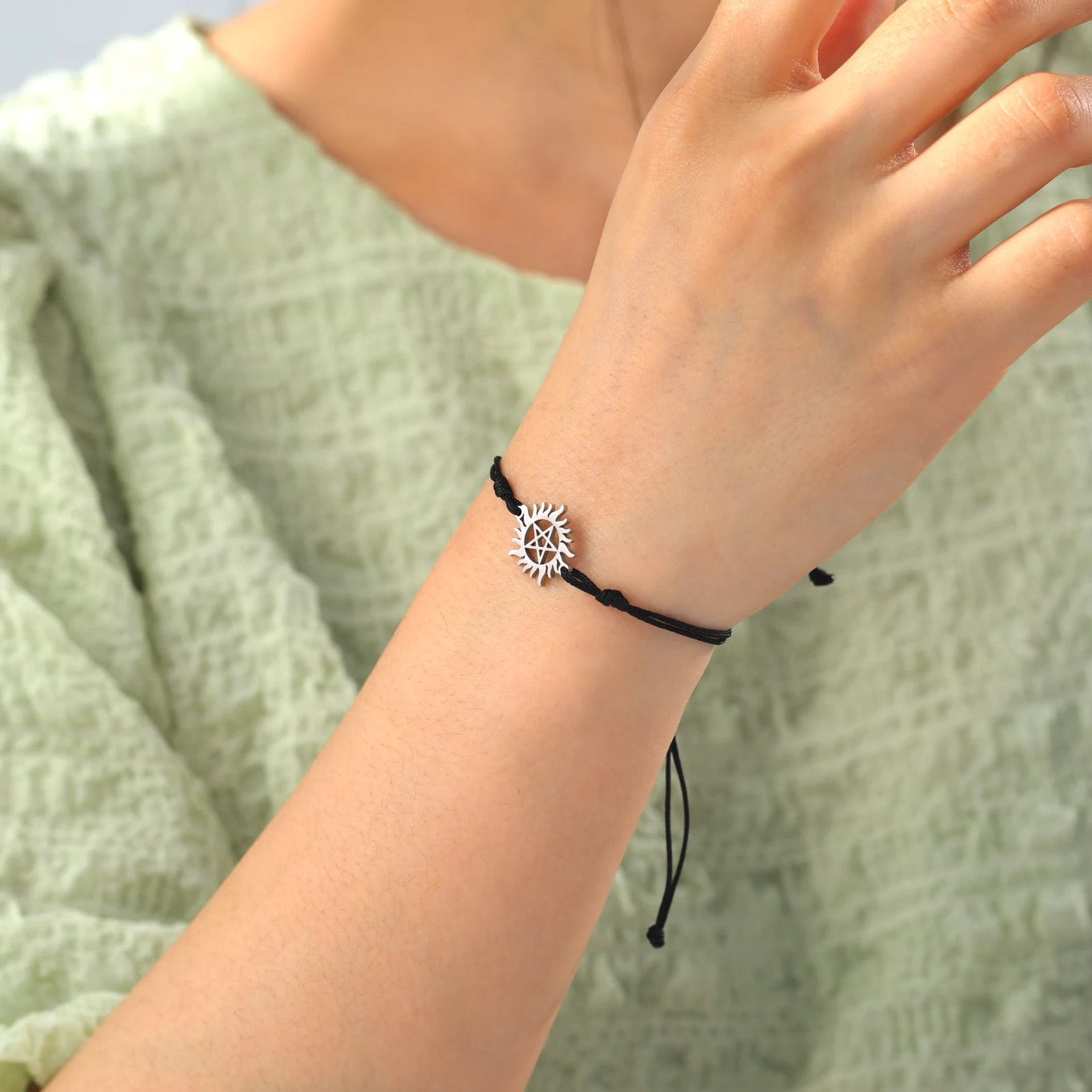 Unift Inspired Sun Star Bracelet Natural Dean Pentagram Charms Stainless Steel Supernatural Vintage Wicca Female Jewelry Gifts - view 6
