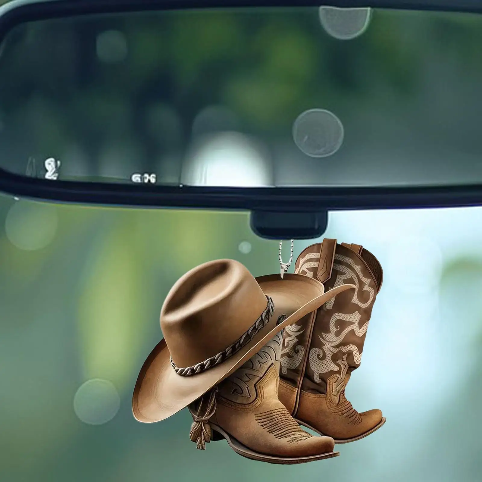 Car Rearview Mirror Pendant Women Men Acrylic Cowboy Hat Hanging Ornament