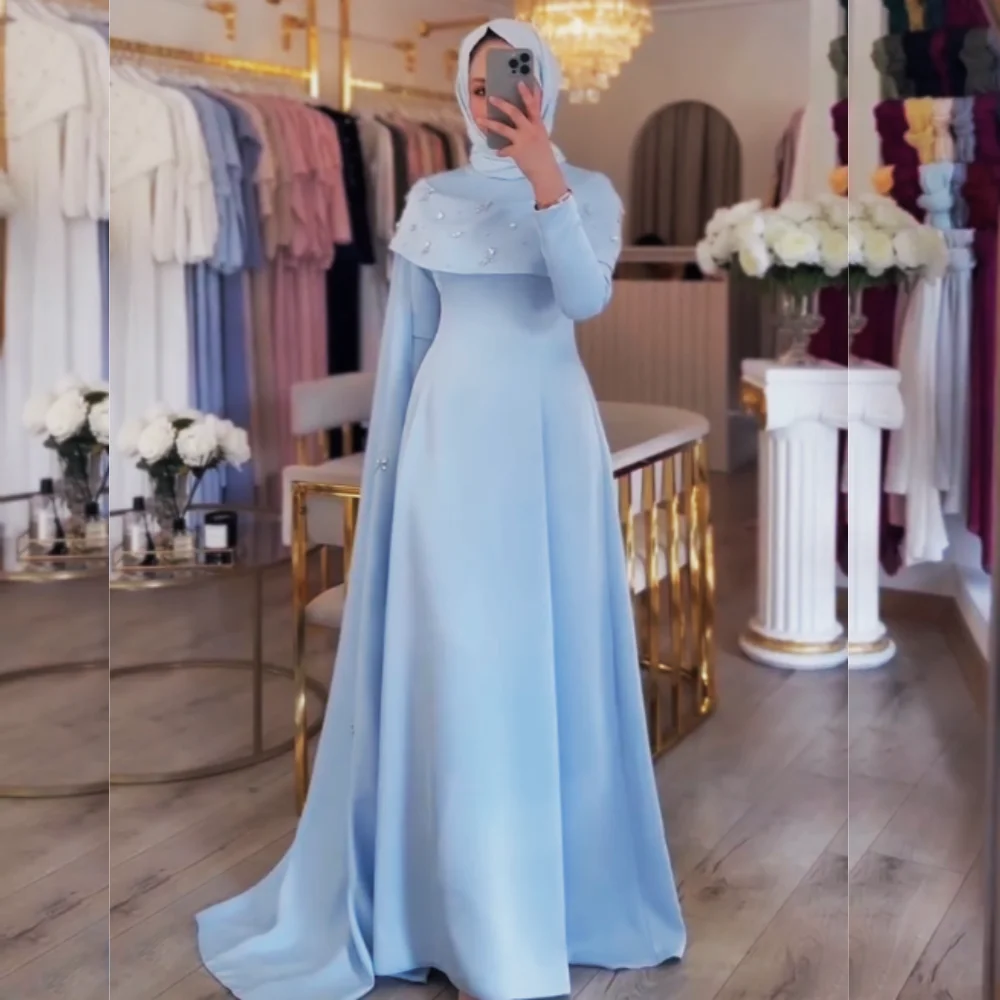 

Customized Jersey Pleat Rhinestone High Collar A-line Long Dresses Bespoke Occasion Women Luxury Evening Elegant Party Wedding