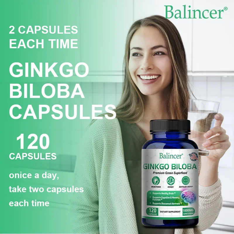 Premium Ginkgo Biloba Capsules - Supports Brain Health, Concentration, Cognitive & Memory Function, Alertness, Blood Circulation