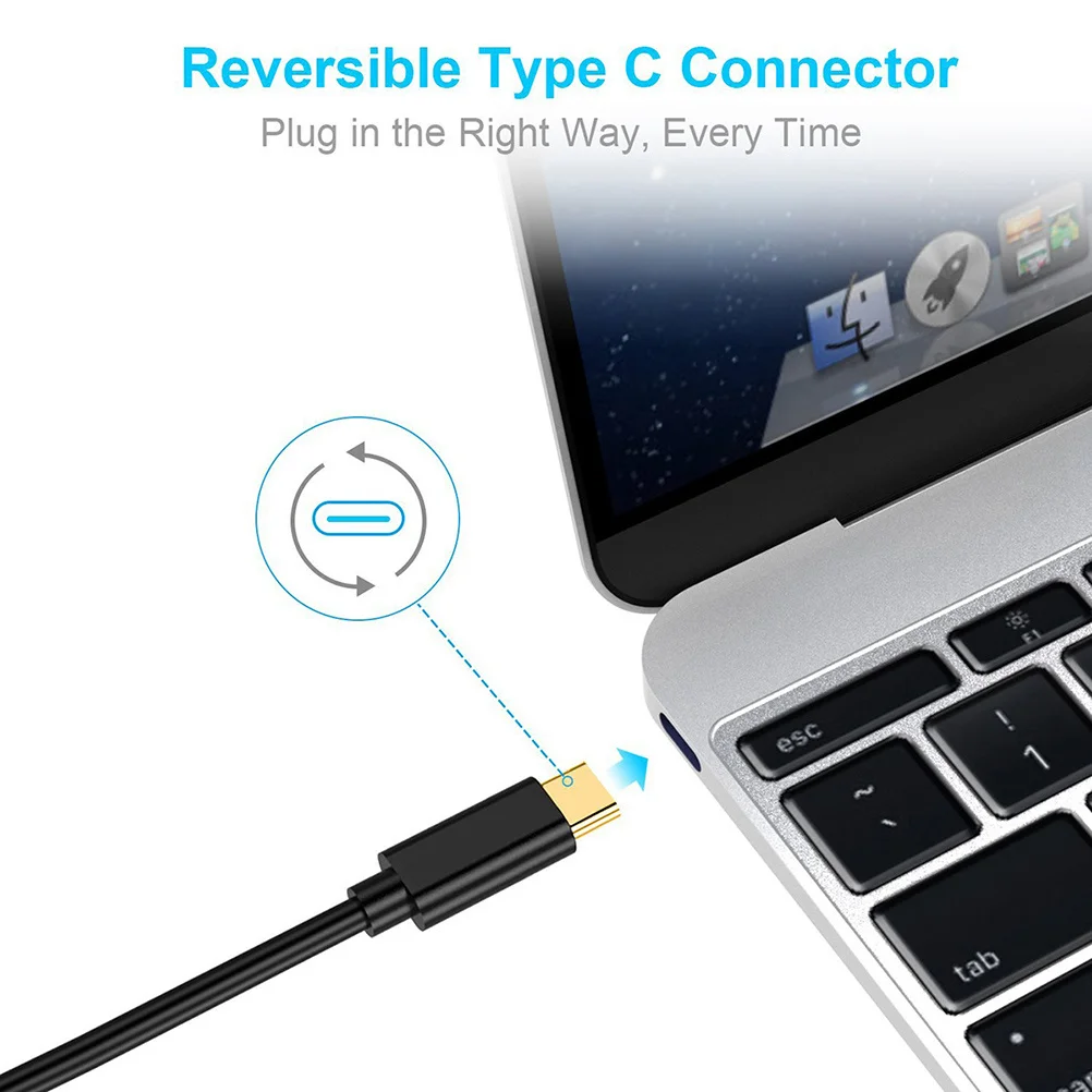 

1.8M Usb 3.1 Type-C To Vga Adapter Cable For Laptop Monitor Projector Ultra Thin Mini Abs Black Type C 4K Cord