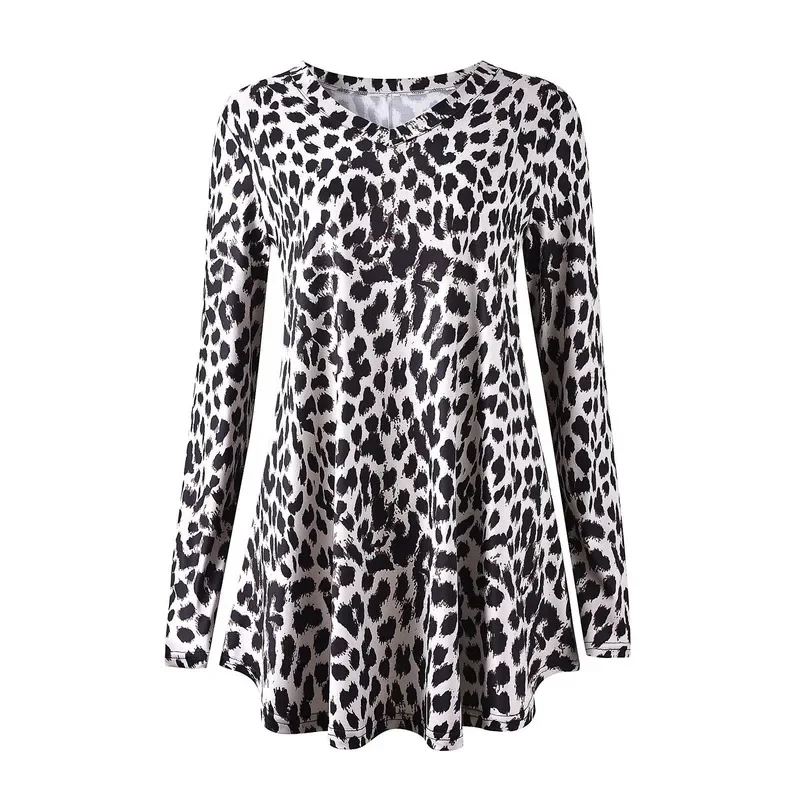 Women V Neck Long Sleeve Indie Aesthetics Print T Shirts Oversized Tops Casual Loose Tees Spring Autumn New Elegant Homewear