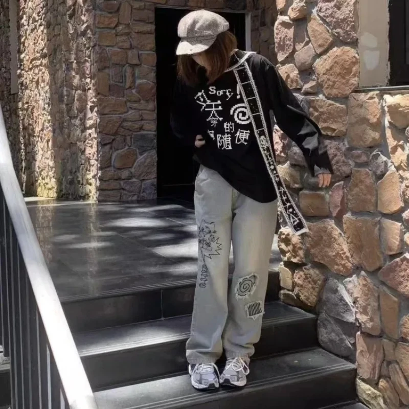 2025 primavera otoño camiseta de manga larga para mujer tendencia de moda todo-fósforo parte baja suelta Tops Y2k Harajuku Casual ropa de calle Te