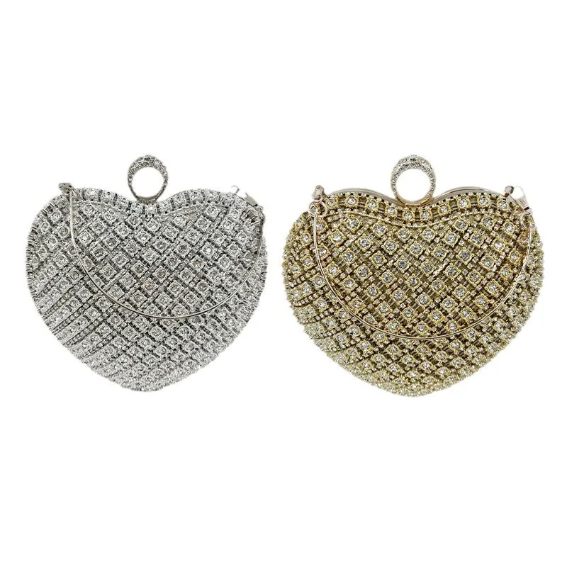 Wind-encrusted Diamond Heart-shaped Dinner Bag Versatile Fashion Party Banquet Messenger Bag Dress Portable Evening Evening Bags