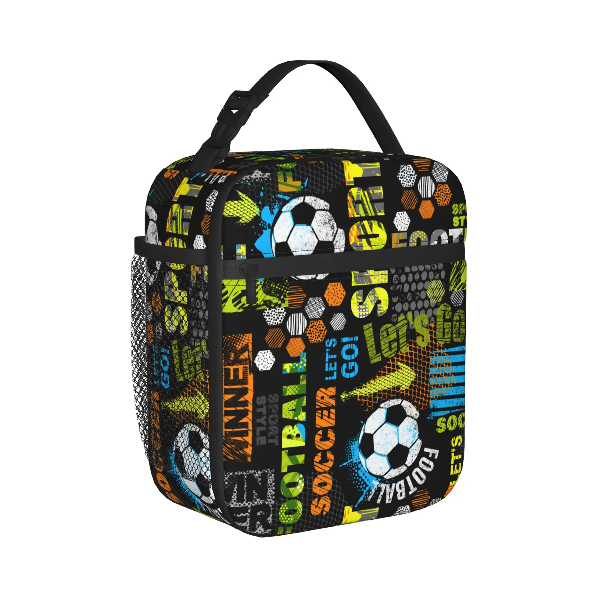 Abstract Soccer Ball Merch Insulated Lunch Bags For Picnic Grunge Football Storage Food Boxes Reusable Cooler Thermal Lunch Box