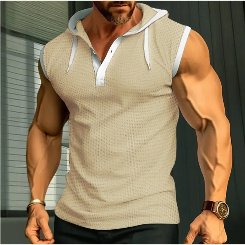 Summer Polo Shirt Muscle-Building Quick-Dry Breathable Mens Tank Top Sport Clothes Men Gym