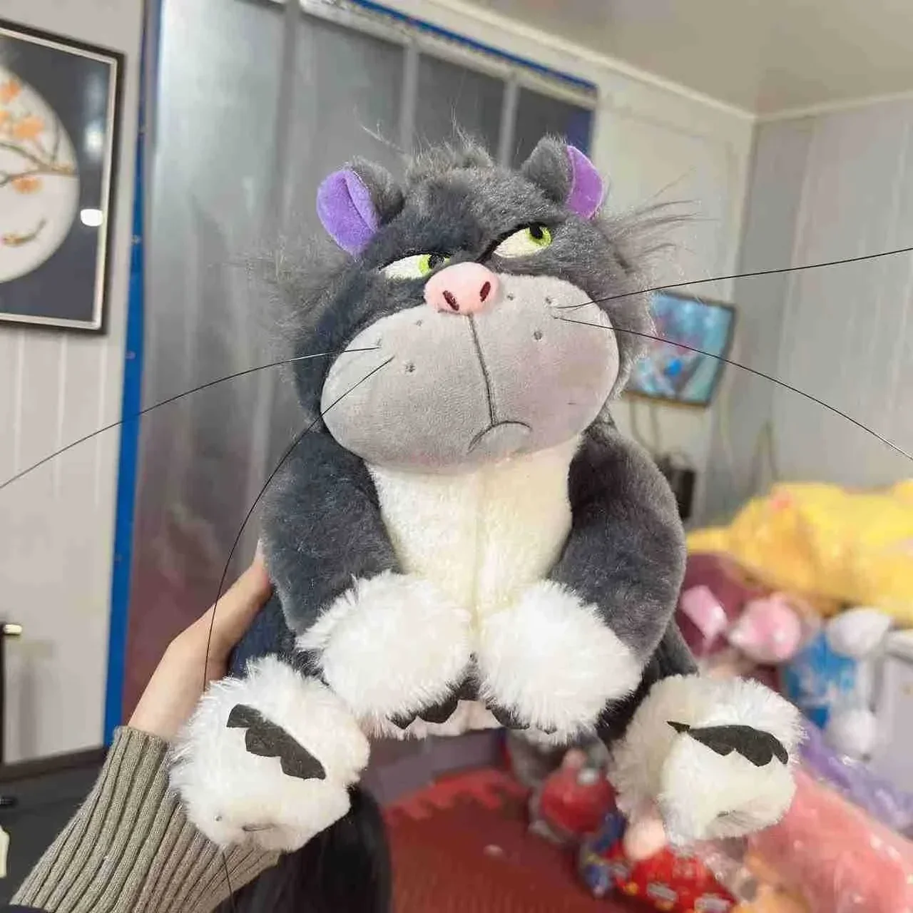 30-80cm Cinderella Lucifer Cat Plush Dolls Soft Stuffed Animal Plushie Decor Kawaii Cartoon Pillow Princess Kids Christmas Gift