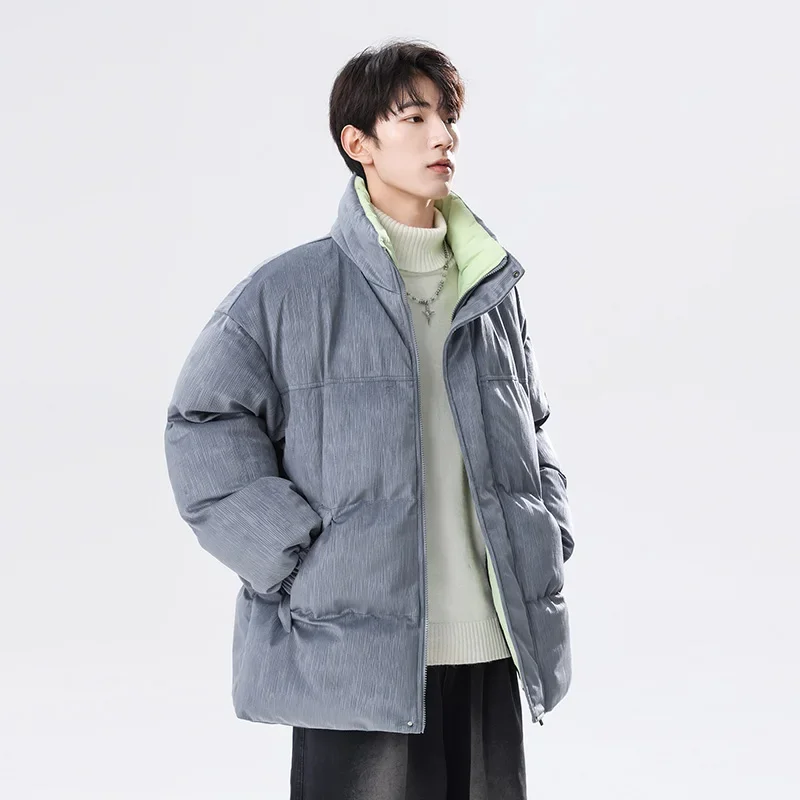 Men Winter Jacket Thick Corduroy Cotton Padded Warm Parkas Autumn Puffer Coat Male Vintage Korean Man Stand Collar Windbreaker