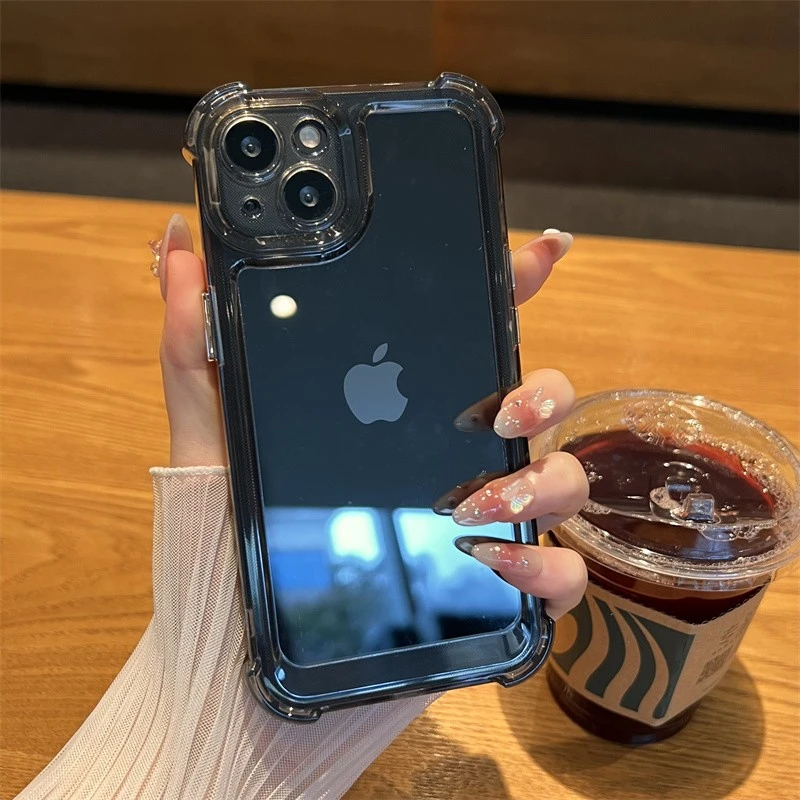 Funda transparente de lujo a prueba de golpes para iPhone 17 16 15 14 13 12 11 Pro Max X Xs XR Max 7 8 Plus SE, cubierta suave con bordes 4