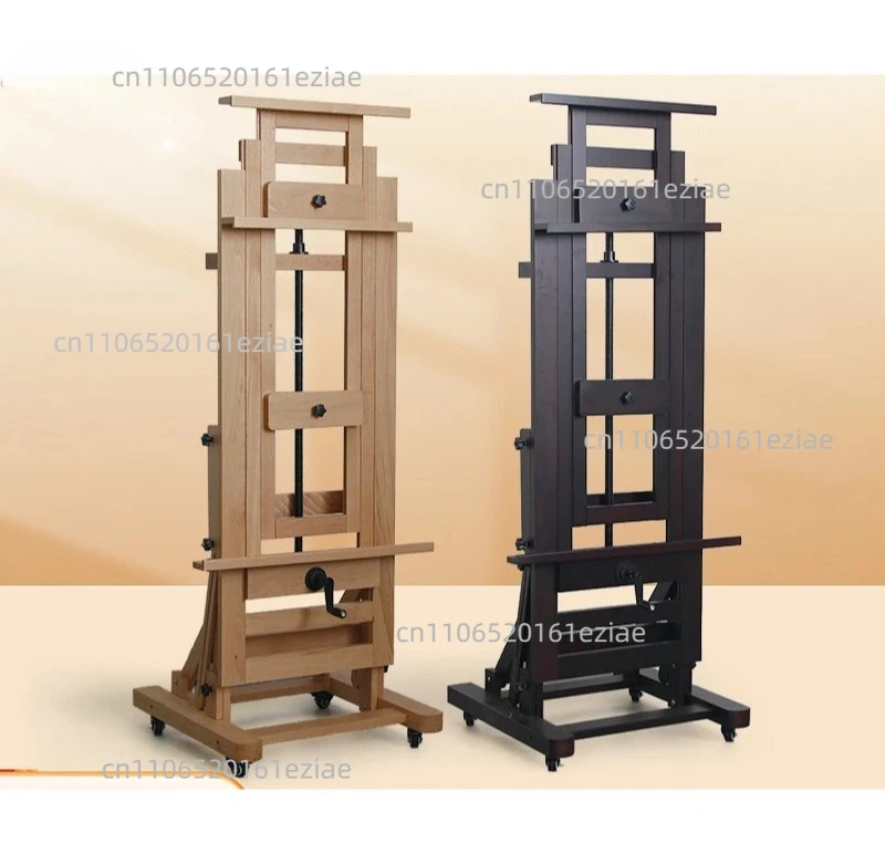Beech single rocker large easel solid wood floor-to-ceiling hand crank flat dual-purpose adjustable lifting professional oil