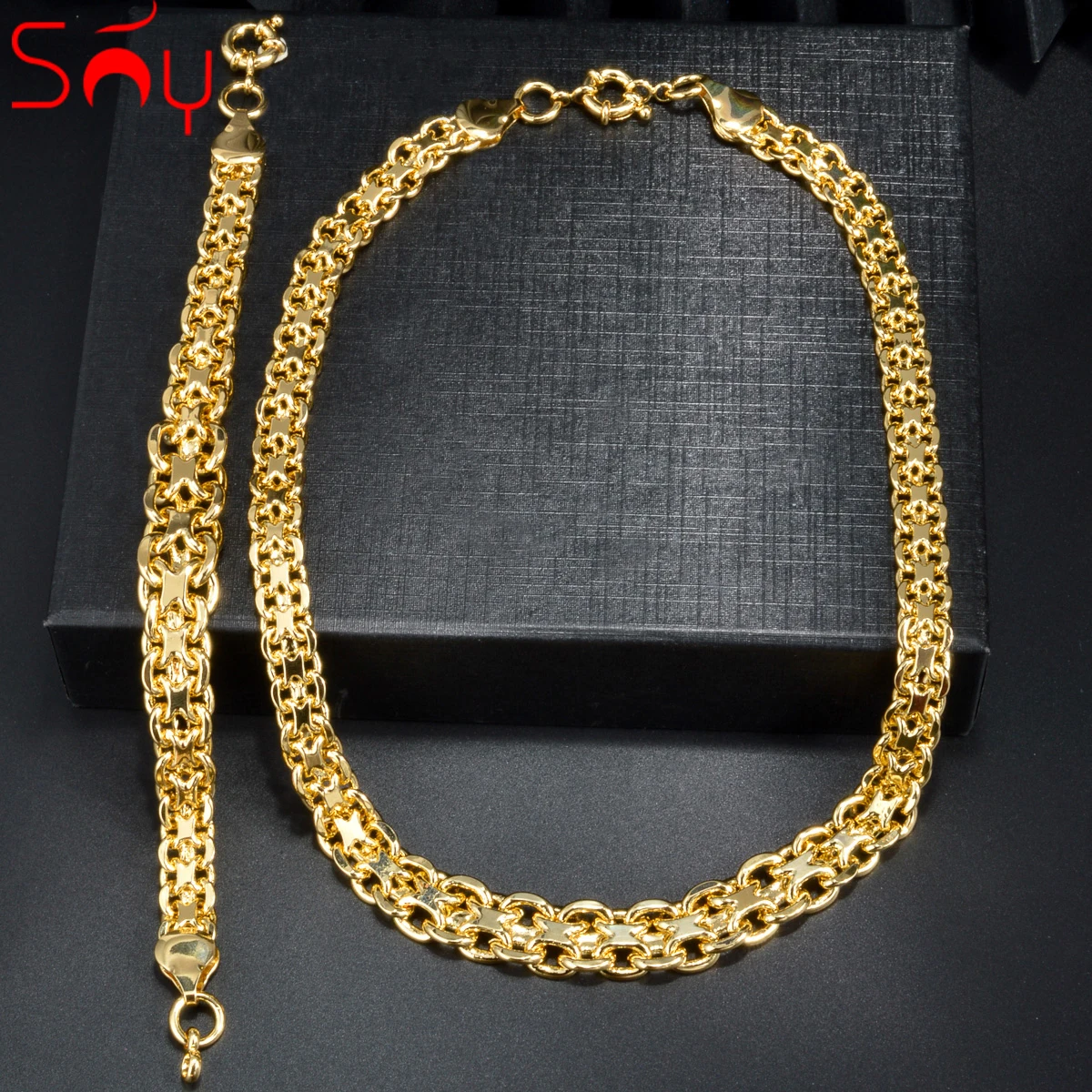 Luxury 18k Gold Plated Jewelry Set Round Beads Necklace Bracelet For Womens Dubai Wedding Gifts Copper Chain Jewelry Accessories