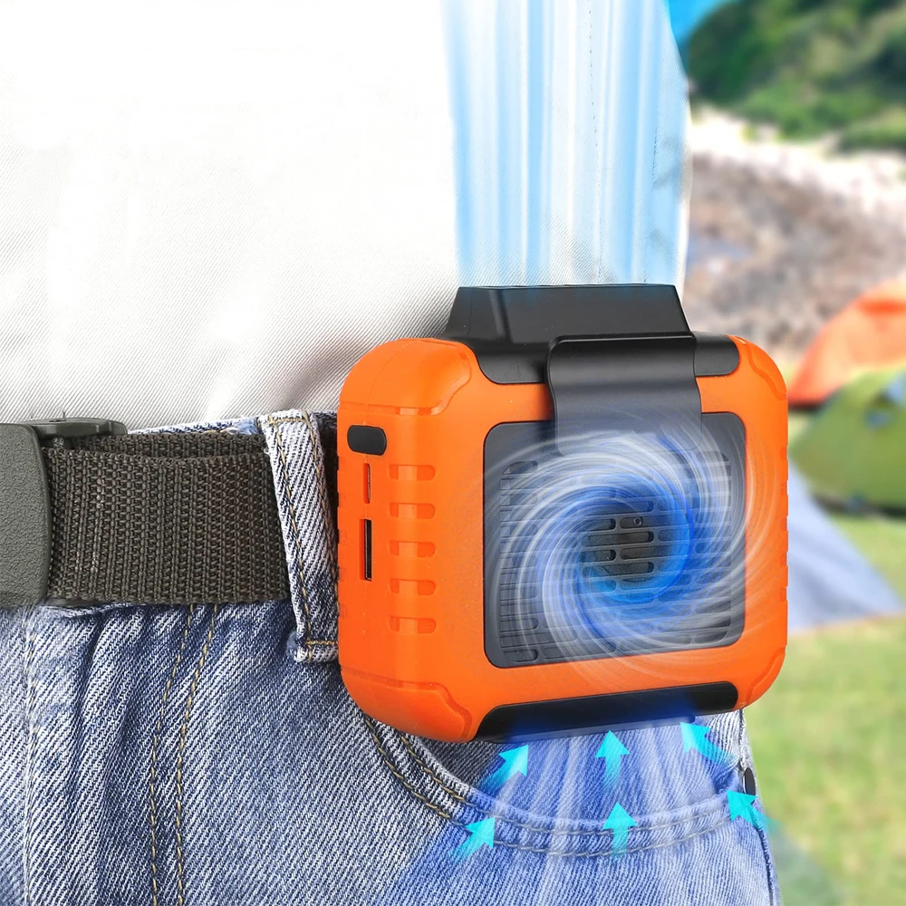 

Portable mini Waist Clip Fan 6000mAh 24H Working Rechargeable Battery Operated Personal Hands-free neck Fan Outdoor camping fan