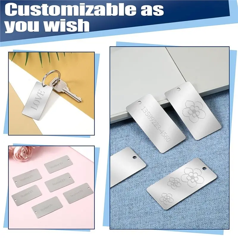 Entrega en 24 horas para regalos de bricolaje, etiquetas para perros y más, espacios en blanco con grabado de metal, acero inoxidable 304 (30 piezas)