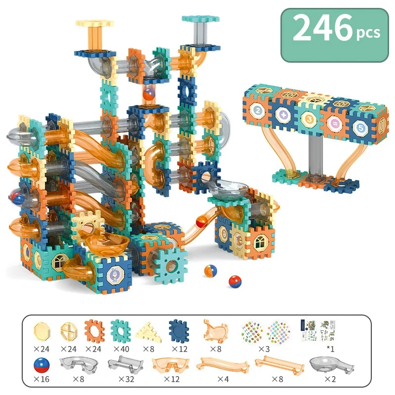 Marmo Run Race Track Building Blocks Giocattoli Per I Bambini Labirinto Rolling Ball Imbuto Diapositiva Mattoni Educazione Costruire Giocattoli Labirinto STEM