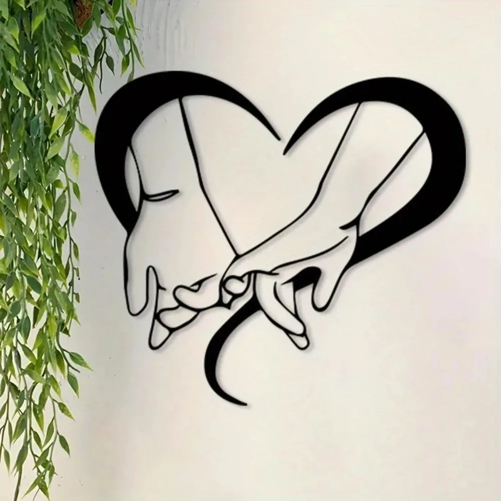 Vintage Interlocking Hands Heart Aluminum Wall Art 12x16 Inch Waterproof Powder Coated Home Living Room Bedroom Rustproof Gift