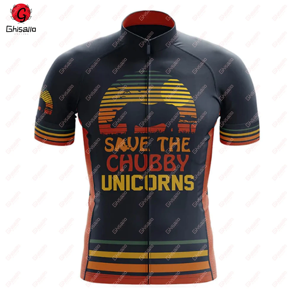 Chubby Unicorns Cycling Jersey for Men Short Sleeve Reflective MTB Maillot, Downhill Pro Team, Mountain Bicycle Clothing, Summer