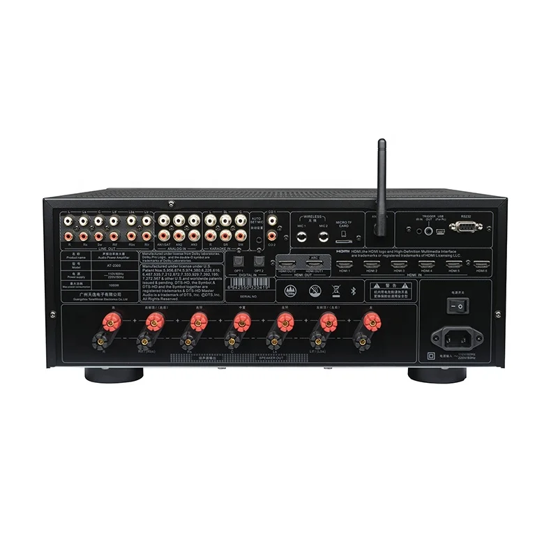 

7.1.4 for Dolby Atmos Home Theater AVR Receiver Amplifier 150Watt*7 8ohm Wide Voltage THD Less 0.05% Power Audio 7.1.