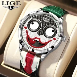 LIGE 2025 new top Men's Watch Quartz Clown Dial Watch Unique Strange Fashion Cool Watch Waterproof mens watch relogios masculino