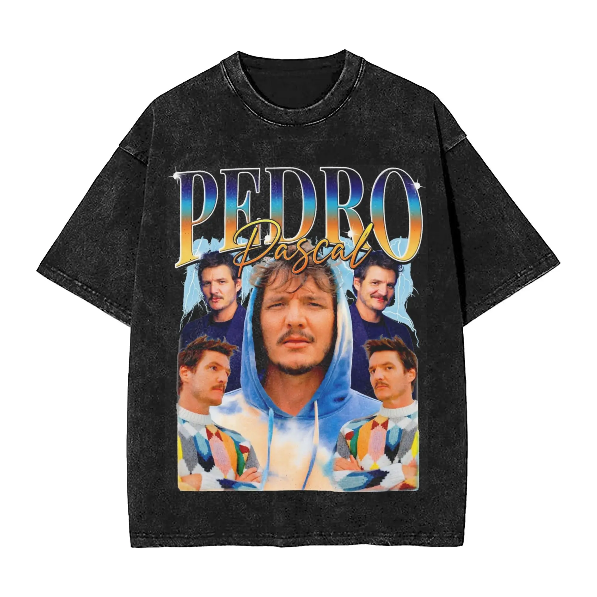 Pedro Pascal T Shirts Hip Hop Washed Short Sleeve Oversize T-Shirts  Novelty for Men Women Tops Streetwear Printed Tees image 2
