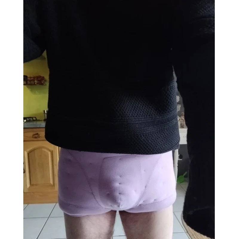 

Handmade Men's Sexy High-waisted Thickening Briefs Filled Cotton Soft Puffy Warm Belly Panties Fetish BF Underwear
