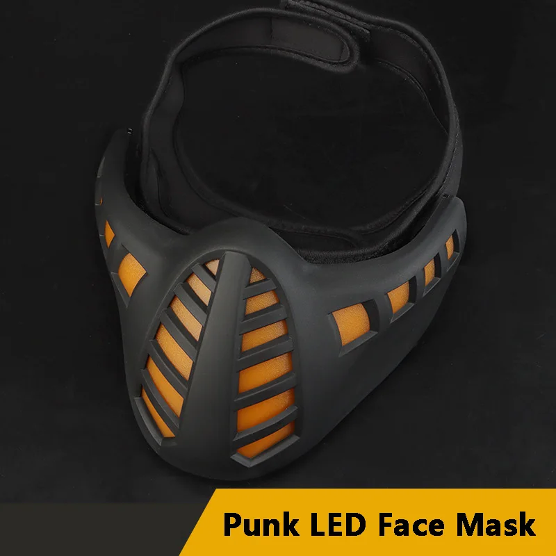 Cyberpunk LED Luminous Mask, Cross border Halloween Carnival Live CS Tactics Mask with Light, Replaceable battery