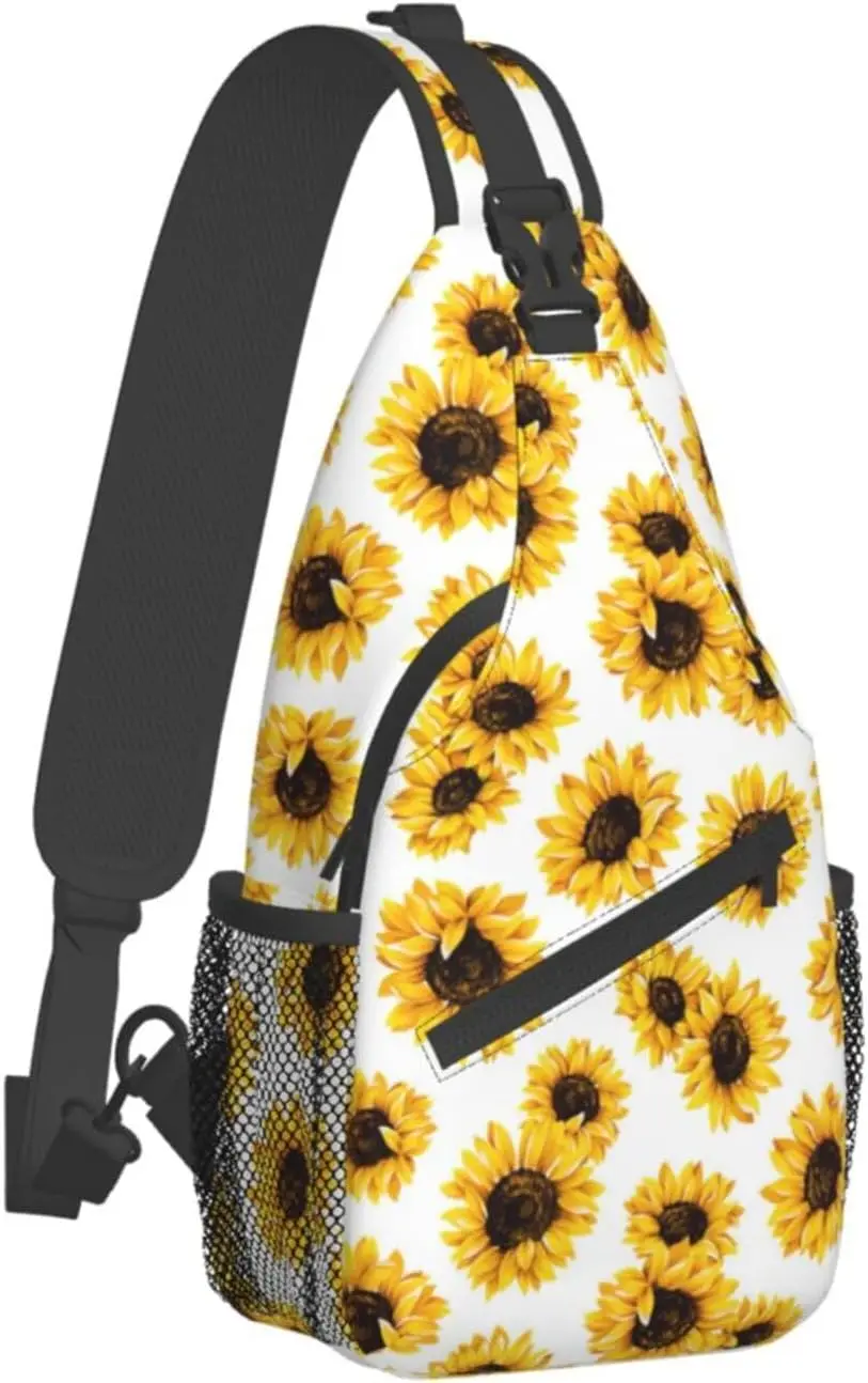 Paquete de pecho oblicuo elegante de girasol, mochila de ocio, Satchel pequeño, para viajes, trabajo, viajes diarios