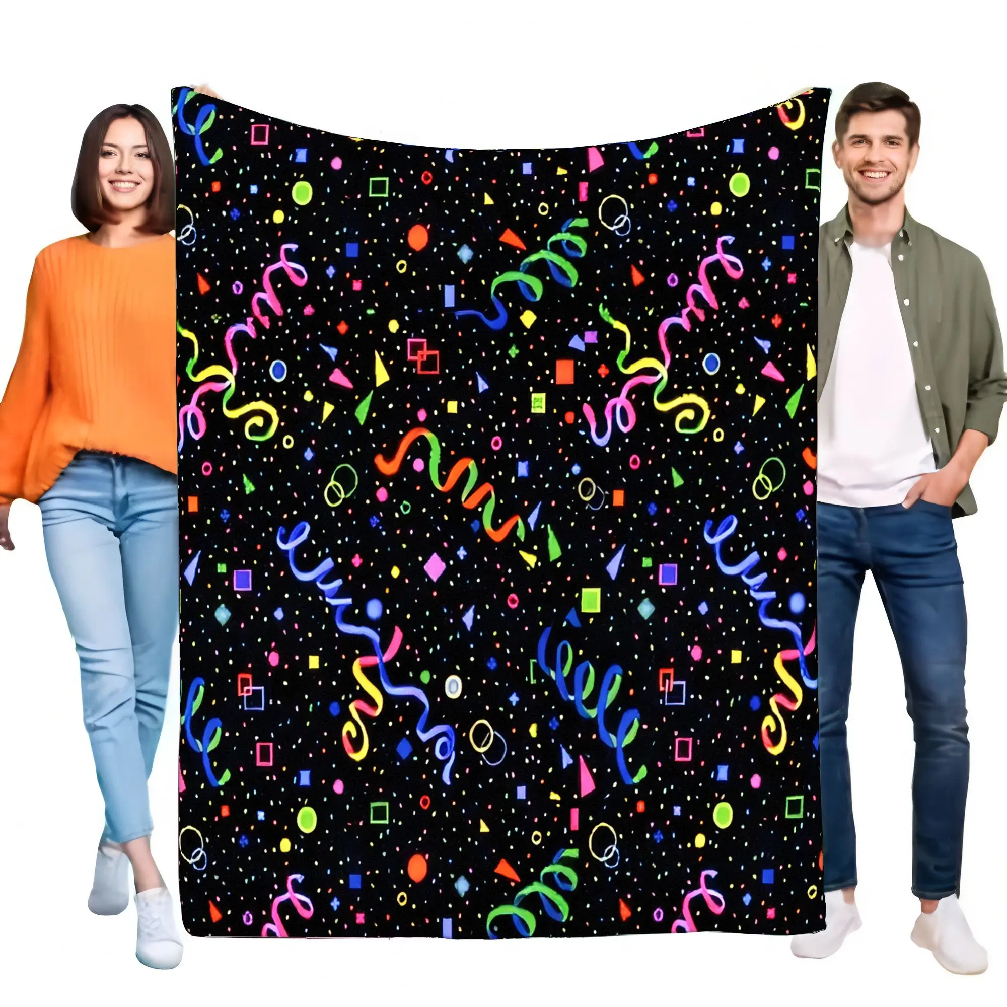 Colorful Confetti Pattern Blanket Soft Fleece Cozy Sofa Throw Lightweight Perfect for Home Decor Birthday Party Gift Ideal for K