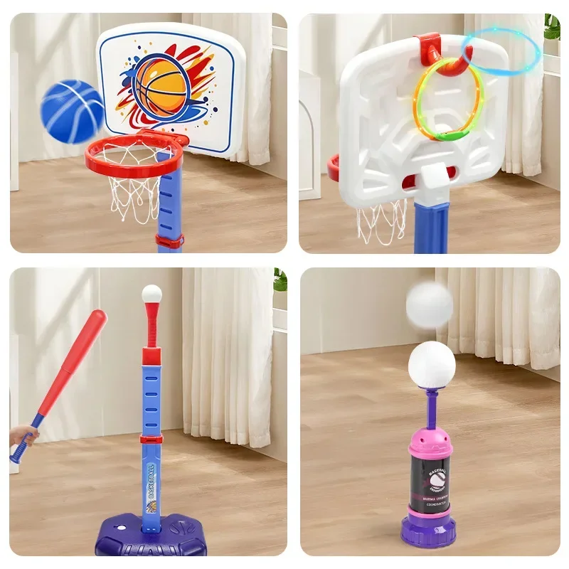 77-140Cm Toddler Adjustable Basketball Hoop Stand with Baseball Ejection Outdoor Indoor Ball Games Sport Backboard Children Toy