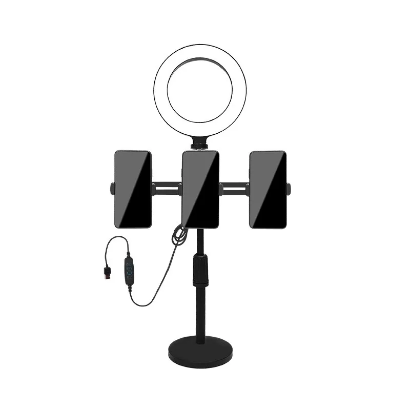 

Mobile phone live stream bracket live streaming host fill light beauty desktop bracket dual mobile phone microphone live