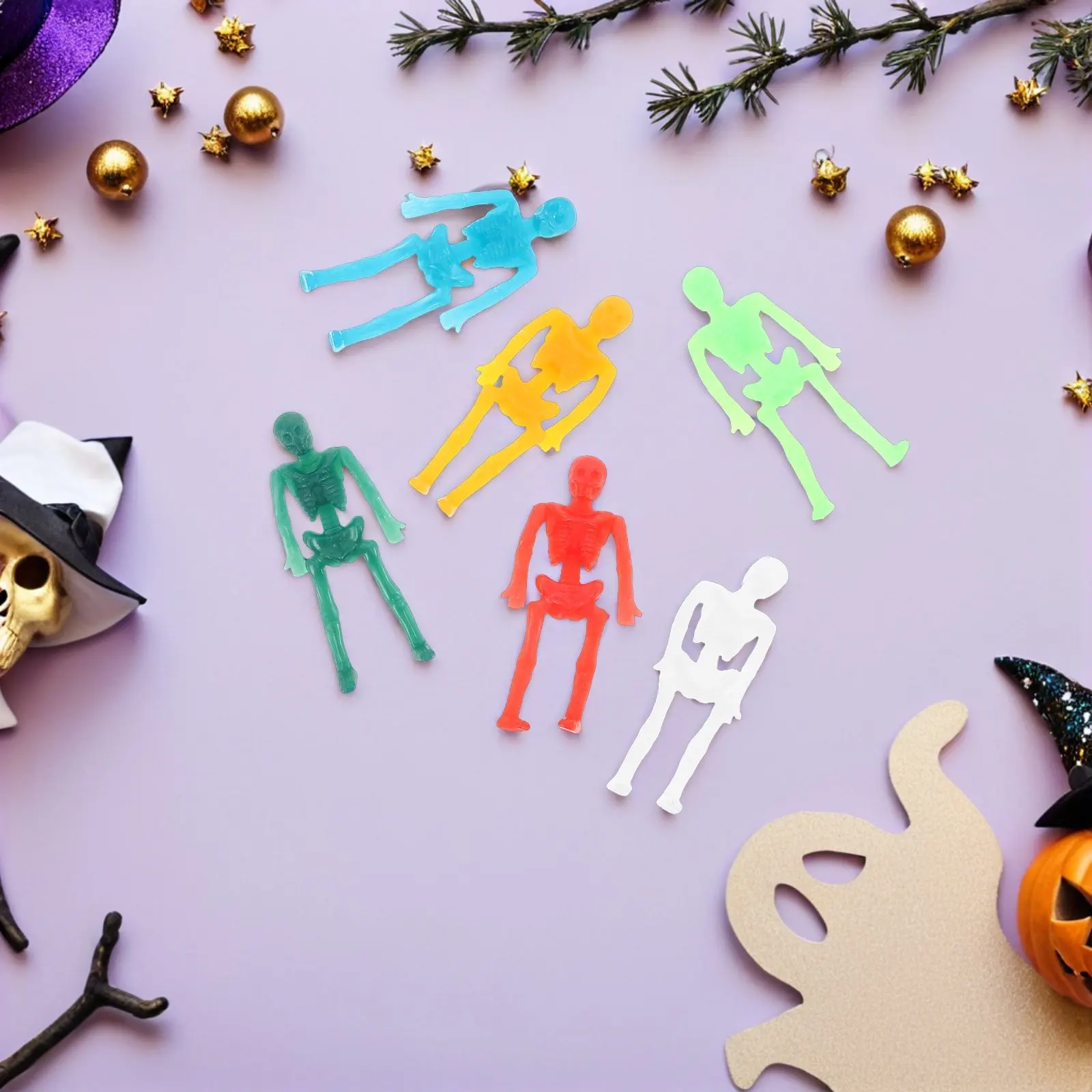 

40Pcs Sticky Stretchy Skeletons Soft Tpr Rubber Halloween Pranks Mini Skeletons Party Decorations Classroom Rewards Goodie Bags