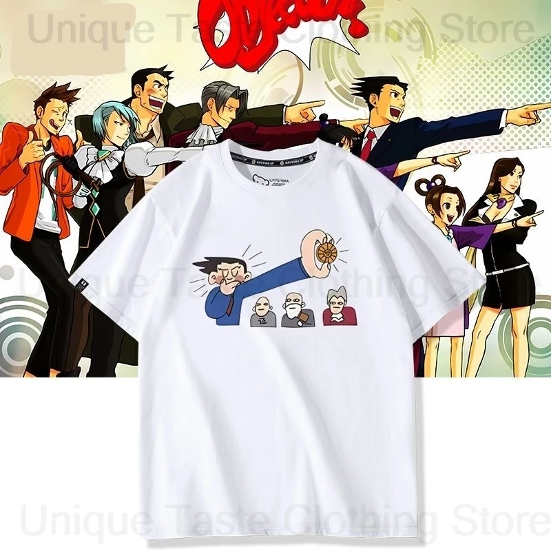 Ace Attorney T Shirt Phoenix Wright Maya Fey Cartoon T-shirt Men Women High Quality Summer Loose Cotton Short Sleeve Tee Tops