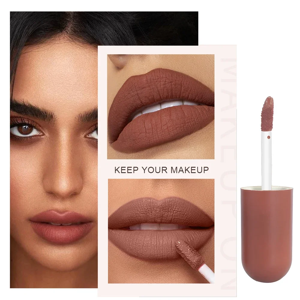 Brillo de labios de Chocolate veteado, líneas suaves, resistente al agua, larga duración, Color rico, lápiz labial mate, salud y belleza