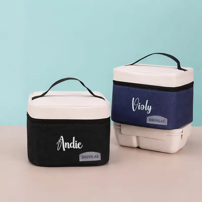 1Pc Personalized Custom Logo Insulated Lunch Bag, Customizable with Name, Portable Cooler Bag, Suitable for Women, Office, School, Travel, and Picnics.