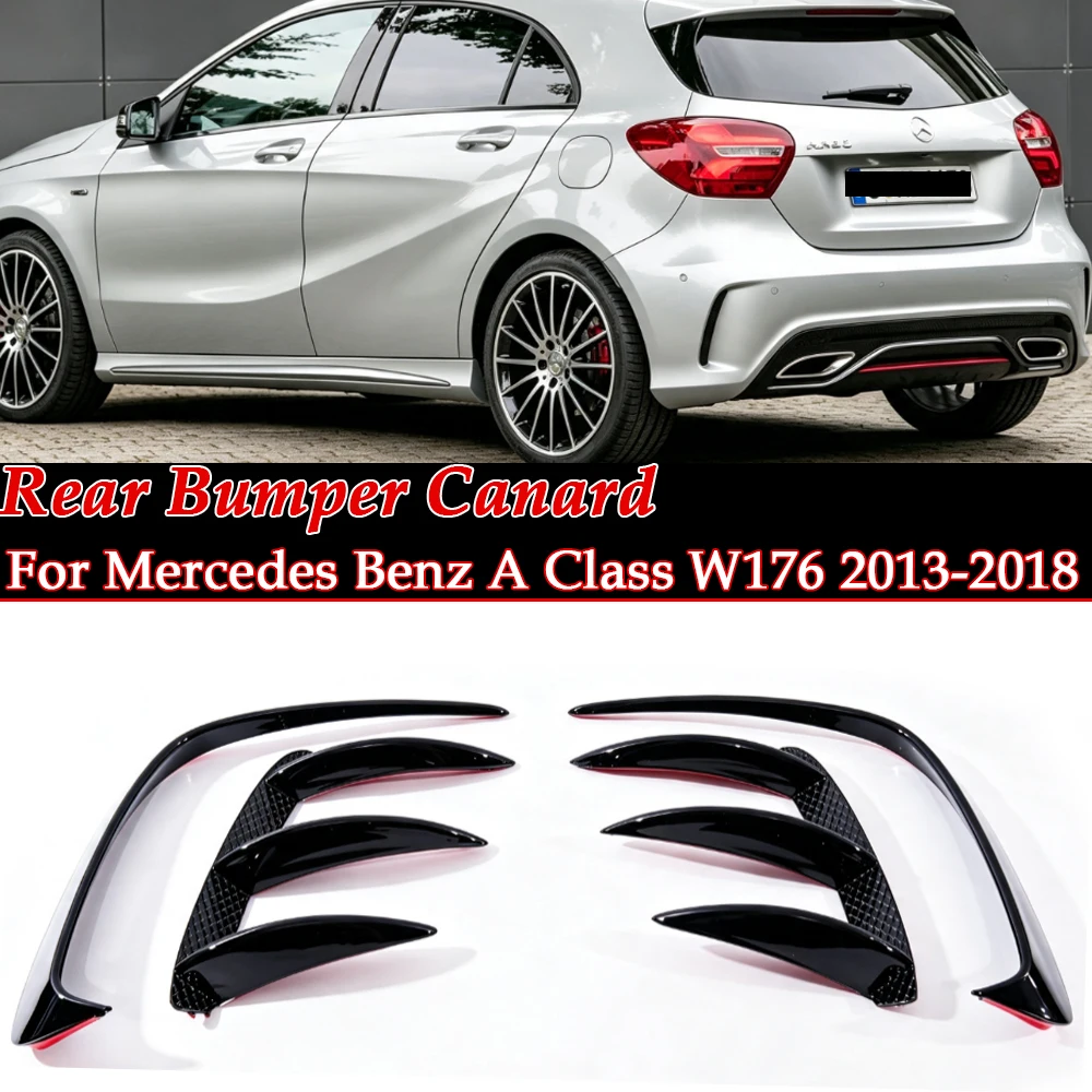 For Mercedes Benz A Class W176 Air Vent A45 Sport Splitter Spoiler Flap Cover 2013-2018 Rear Bumper Canard Black AMG Line Only