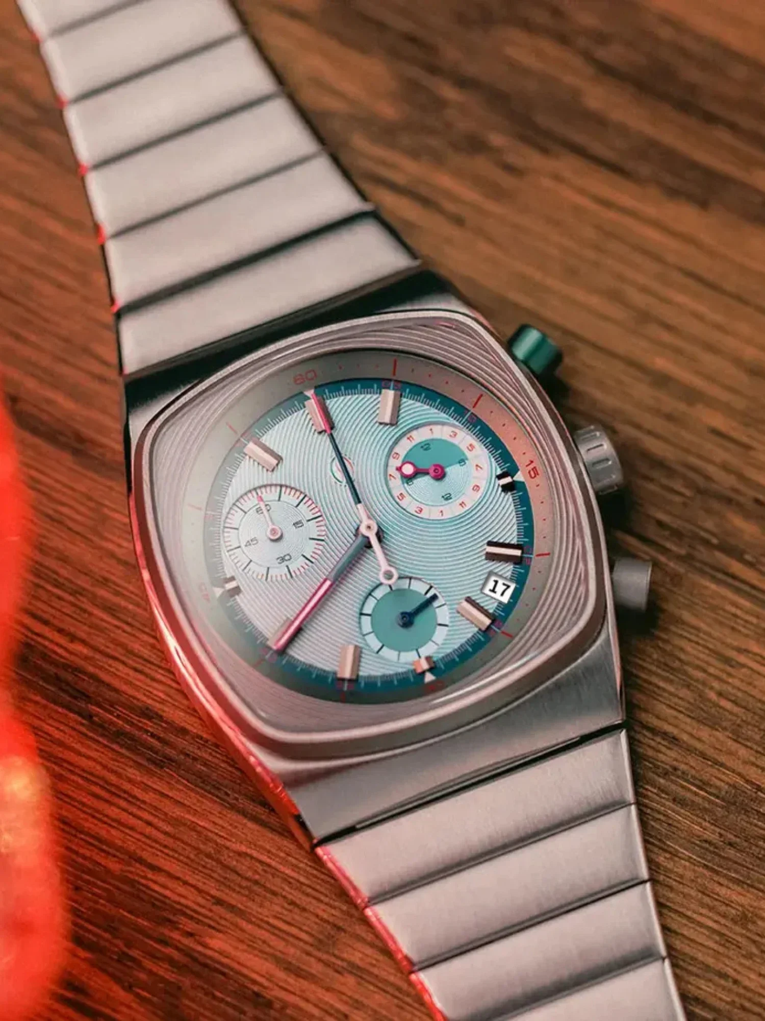 2024 baru asli persegi panjang Pria jam kuarsa multifungsi Chronograph bercahaya desain bauhua jam tangan pasangan