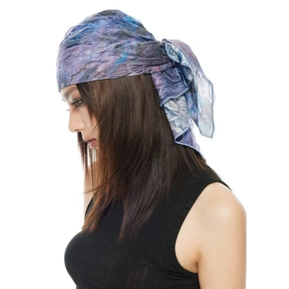 

Головной убор Y2K, шарф для волос в стиле Wasteland, панк, хип-хоп, повязка для волос с принтом тай-дай, мягкая накидка, винтажный рваный топ-труба, уличная одежда