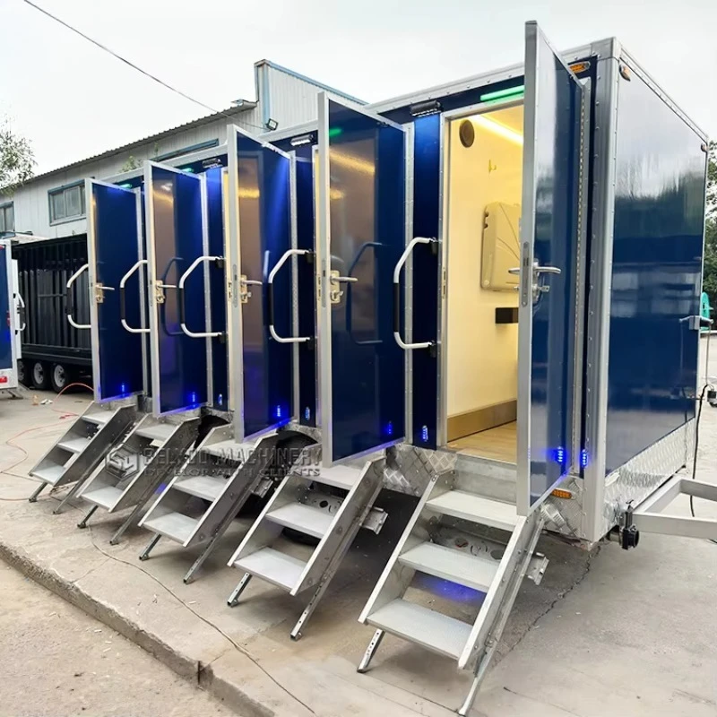 مرحاض متنقل ومقطورة مرحاض محمولة مع راحة VIP 5 أكشاك مقطورة حمام متنقلة للمناسبات الخارجية