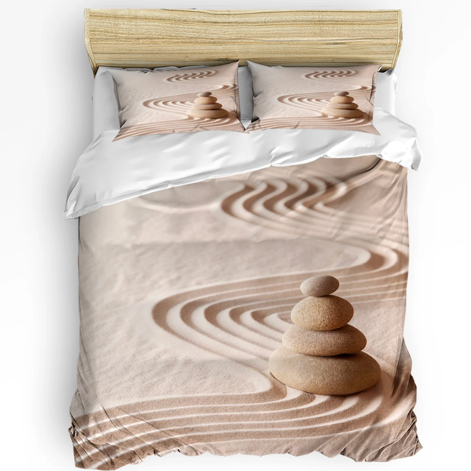 Zen Garden Stones Sand Bedding Set 3pcs Boys Girls Duvet Cover Pillowcase Kids Adult Quilt Cover Double Bed Set Home Textile