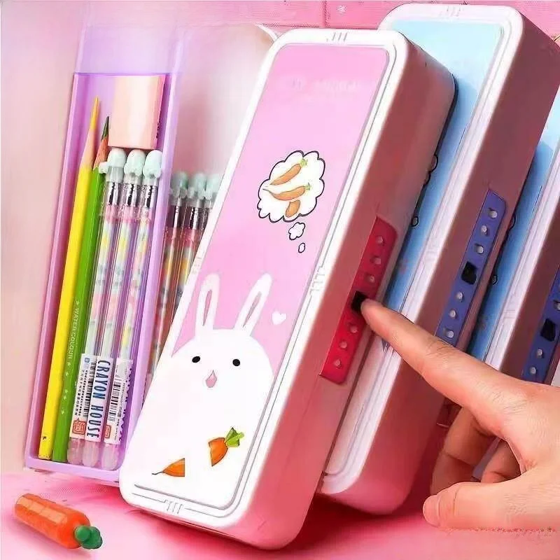パスワードロック文具収納ボックス-小学生向けパスワードと指紋認証付き多機能筆箱