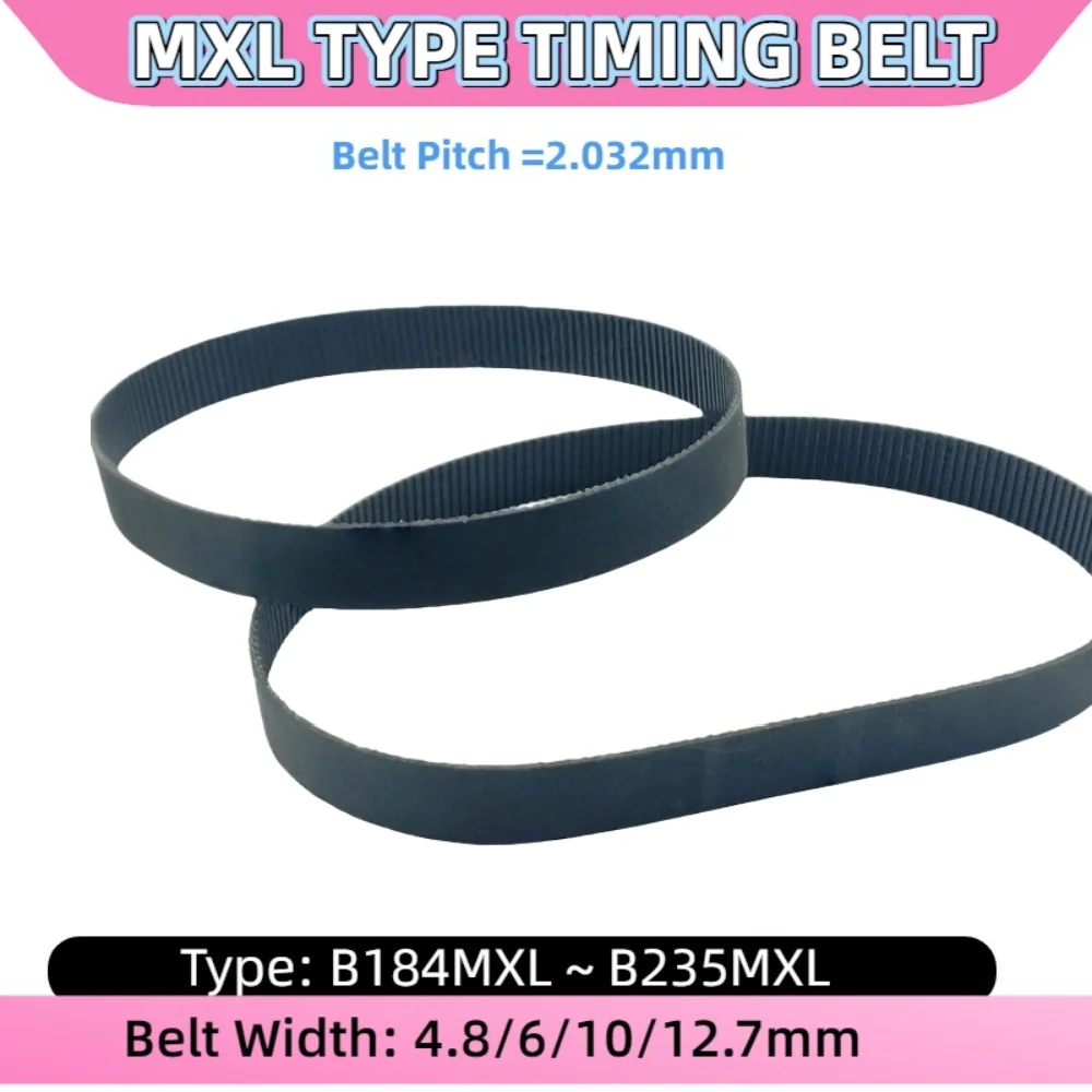 MXL Timing Belt Tooth Pitch 2.032mm for B184MXL to B235MXL CNC Synchronous Belt Rubber Width 4.8/6/10/12.7mm - MXL Belt