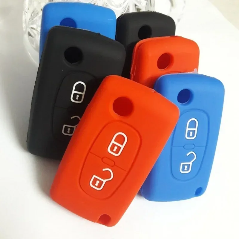 Silicone Remote Car Key Case Cover FOB Shell Holder Protect for CITROEN C2 C3 C4 C5 Berlingo Picasso for Peugeot 207 807 306