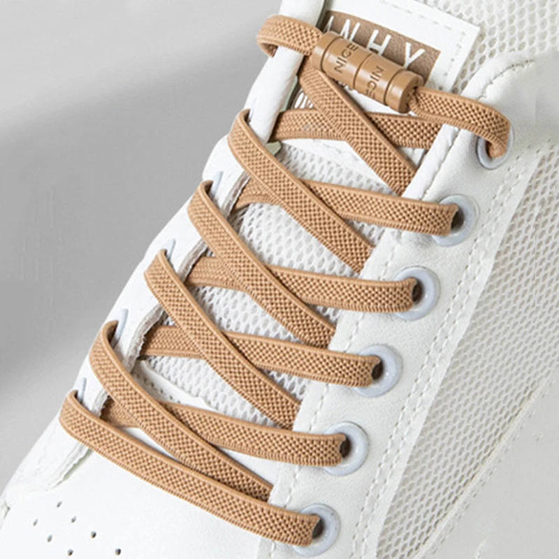 No Tie Elastic Flat Shoelaces Lock Metal Quick Install Shoe Laces Replacement For Sports Shoes Sneakers For Adults Kids