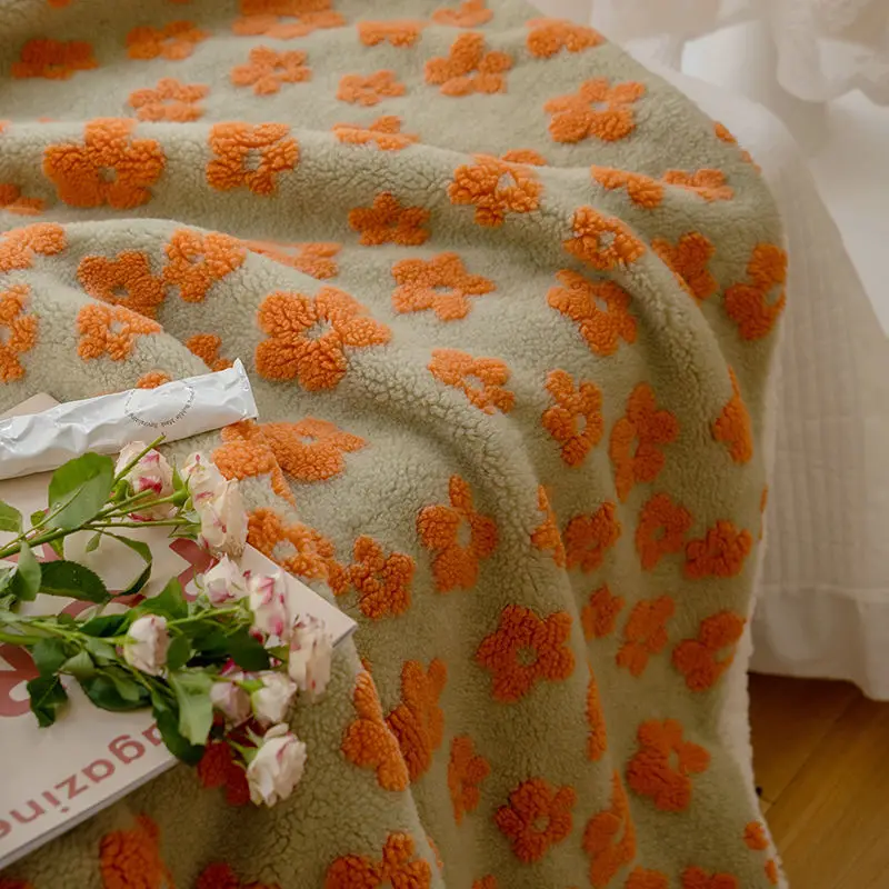 INS Daisy Jacquard Cherry Strawberry Cashmere Blanket Winter Warm Throw Blanket Cover Bedspread Gift