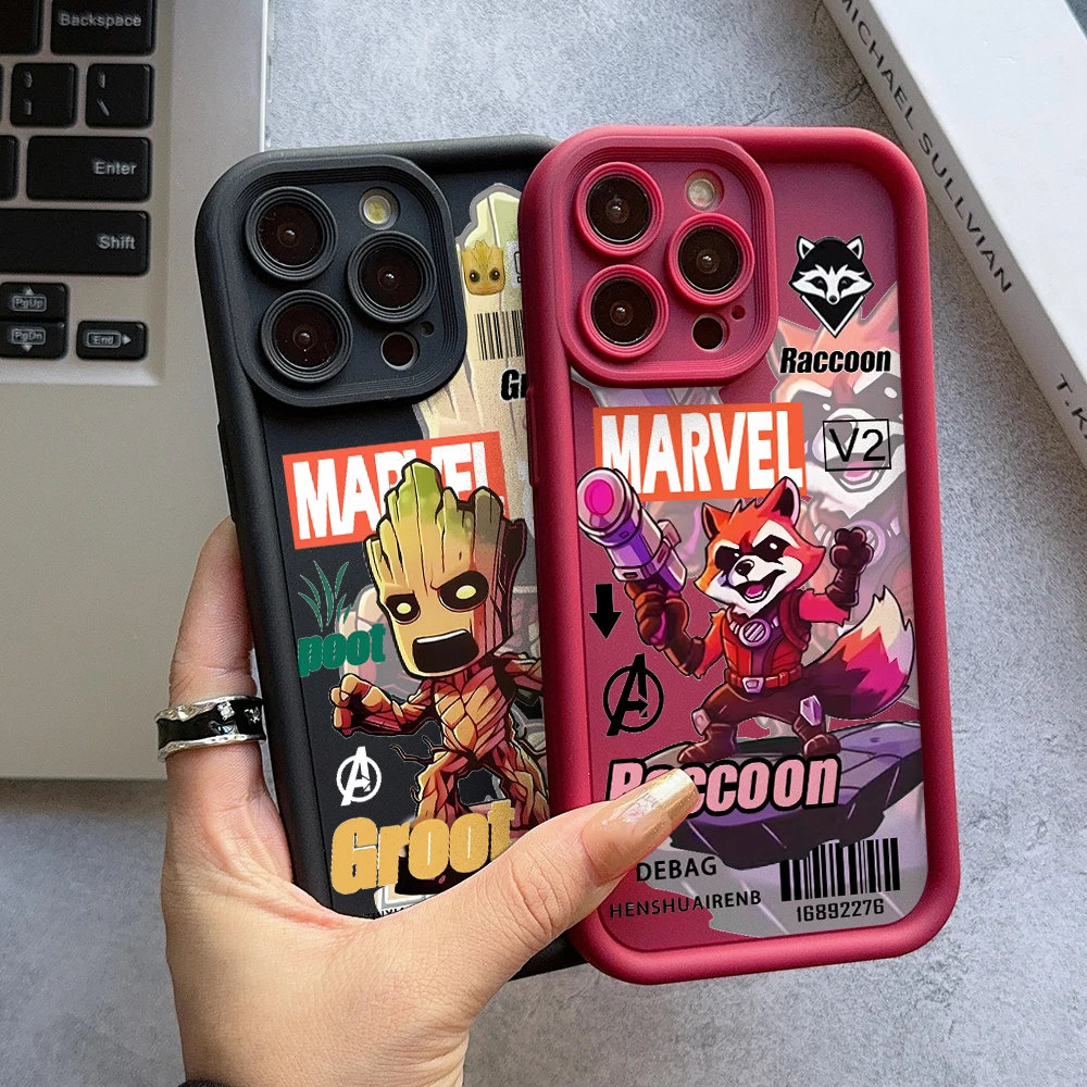 Groot Rocket Raccoon Phone Case for Samsung Galaxy S24 S23 S22 S21 FE Ultra Plus 5G Note 20 Pro M54 Ladder Lens Soft TPU Cover