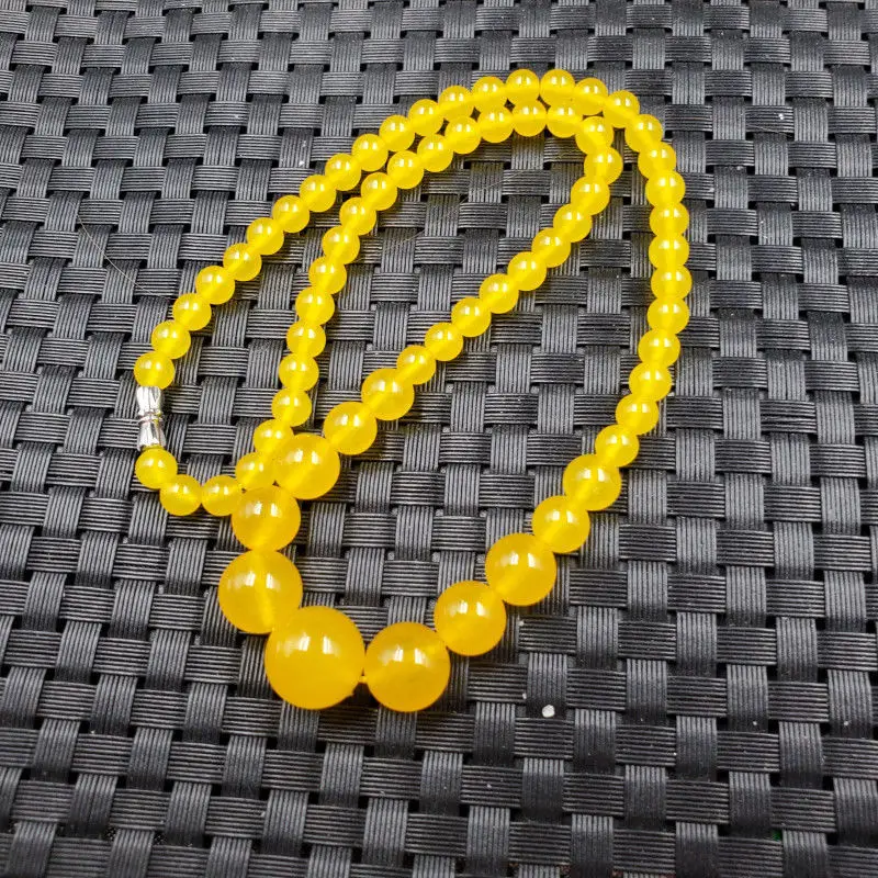 

Versatile quartzite jade round bead necklace yellow jade necklace topaz tower chain
