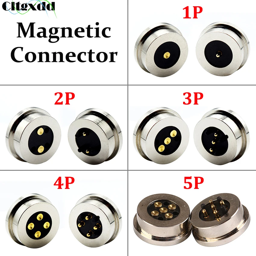 2/3/4/5P Round High Current Magnet Suction Spring Pogo Pin Male Female 2A 5V 10A 12V Probe DC Power Charging Magnetic Connector